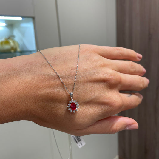 Златна висулка с рубин и диаманти 0.63 карата