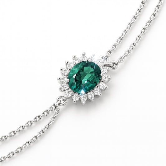 Women's bracelet with emerald and diamonds 1.10 carats