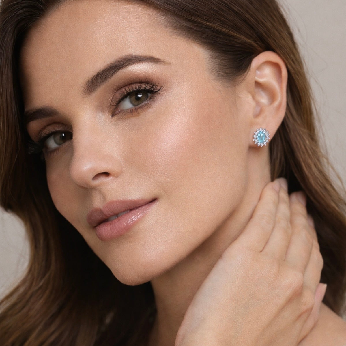 Earrings with aquamarine and diamonds 1.57 carats