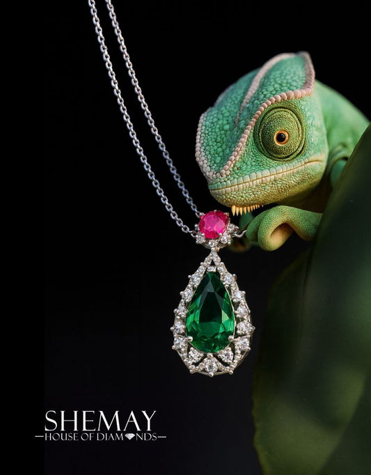 Диамантено колие с Колумбийски смарагд и розов сапфир