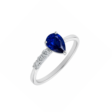 Пръстен със сапфир и диаманти 0,28 карата