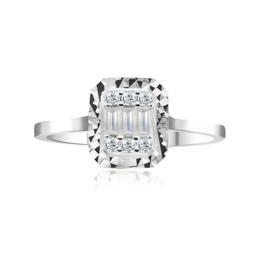 Диамантен пръстен от бяло злато 0.19 карата