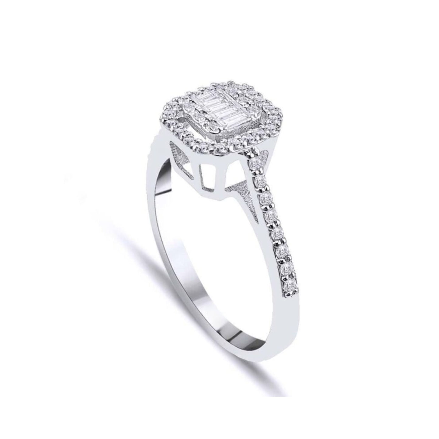 Пръстен от бяло злато с диаманти 0.36 карата