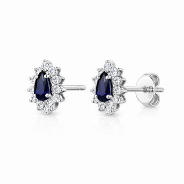 Diamond earrings with sapphires in white gold 1.00 carat
