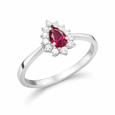 White gold ring with ruby and diamonds 0.81 carats