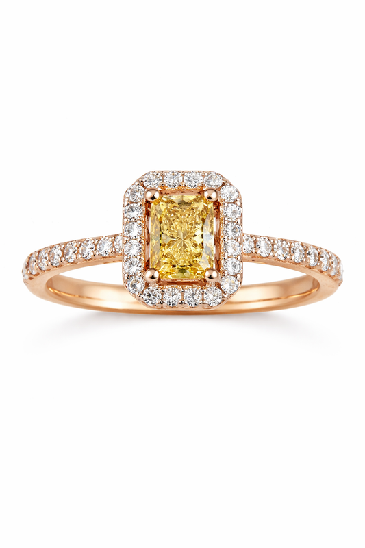 Diamond ring rose gold with yellow sapphire 1.47 carats