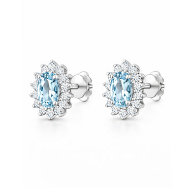 Earrings with aquamarine and diamonds 1.57 carats
