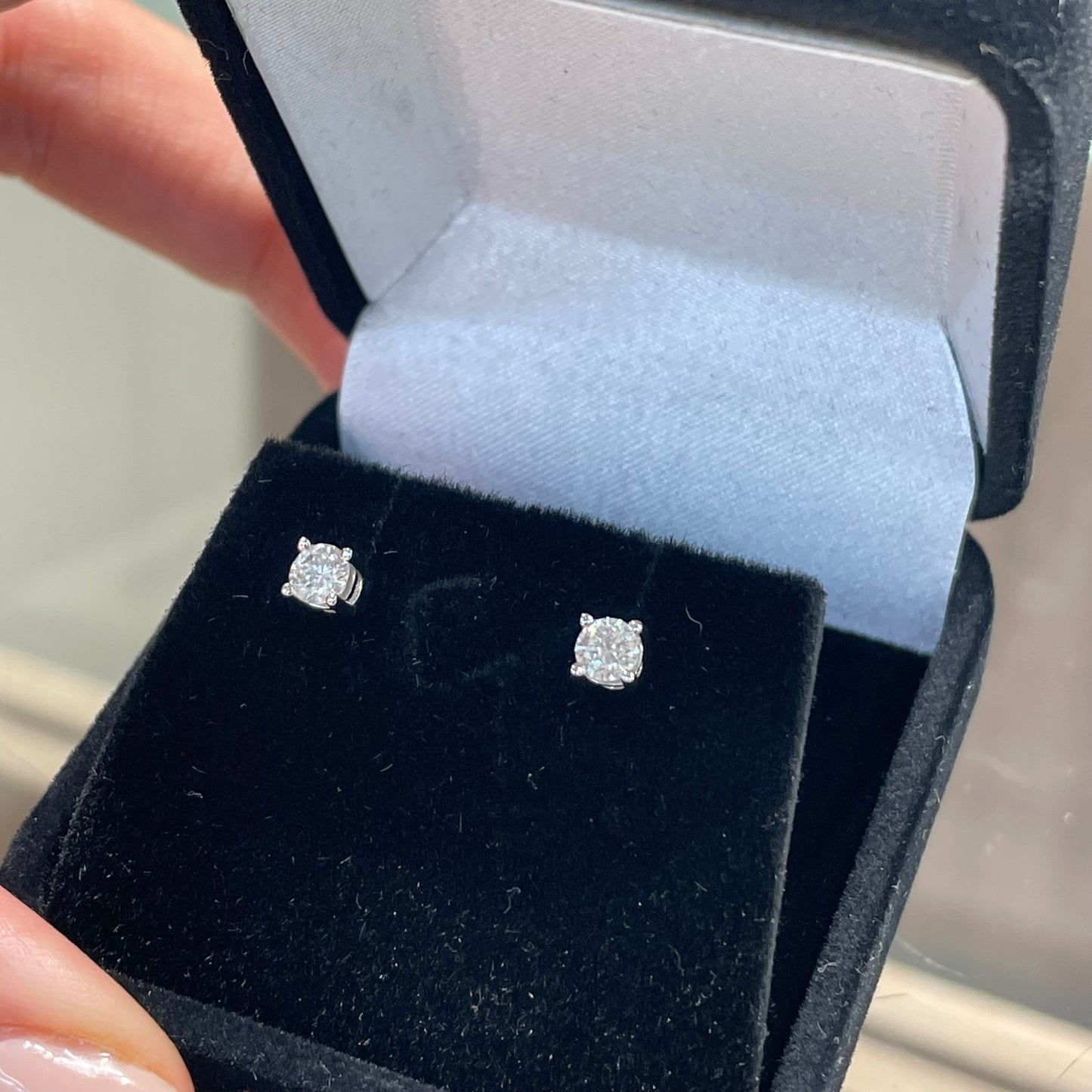 Classic white gold screw earrings with diamonds 0.48 carats