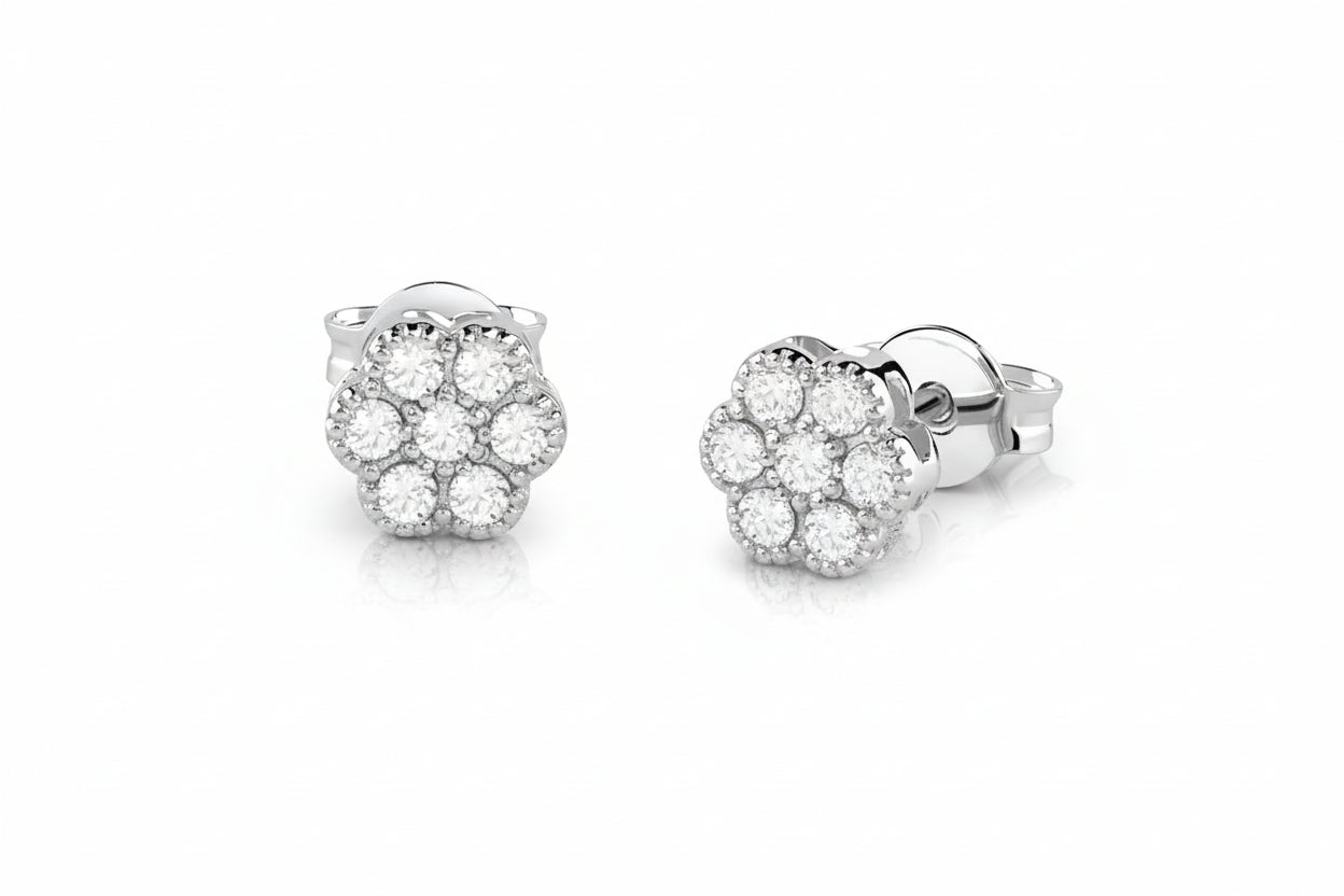 Обеци диамантени цветя