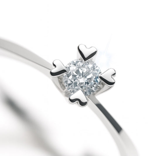 Годежен пръстен от бяло злато с диамант 0.11