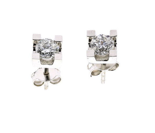 Диамантени обеци бяло злато 0.62 карата