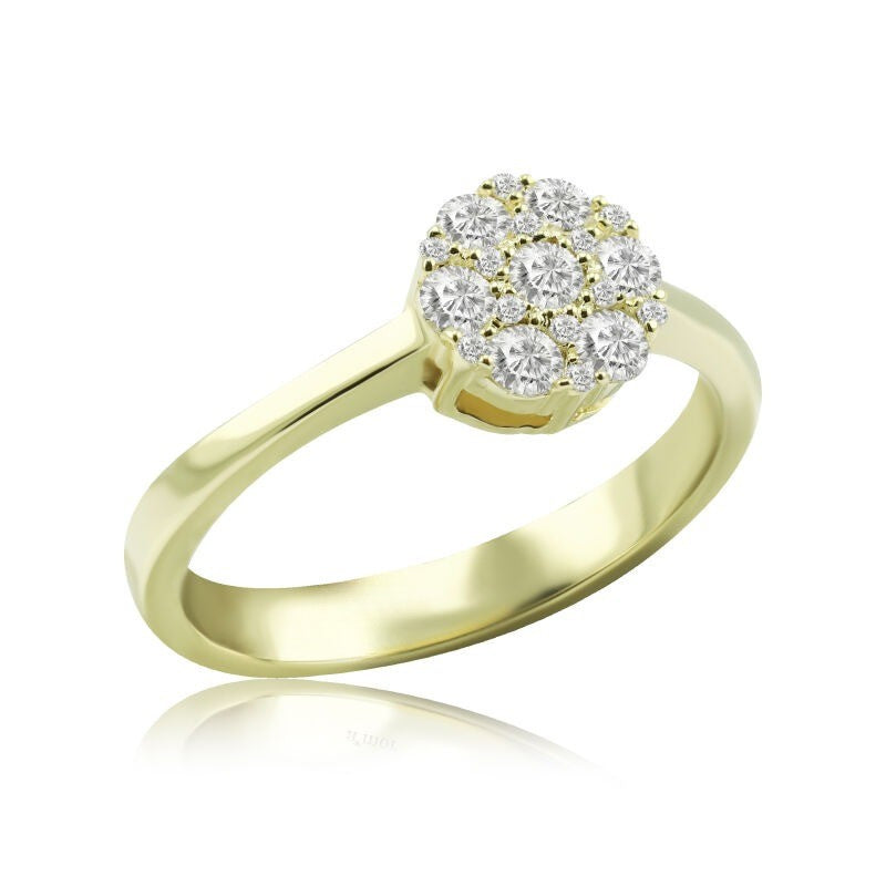 Пръстен от жълто злато с диаманти 0.27 карата