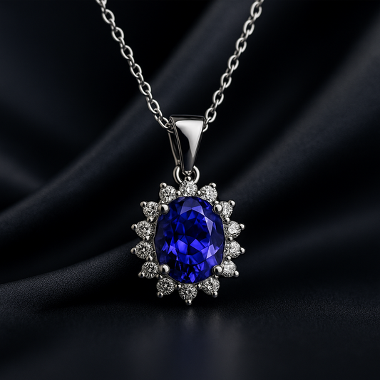 Диамантено колие от бяло злато с танзанит 1.01 карата