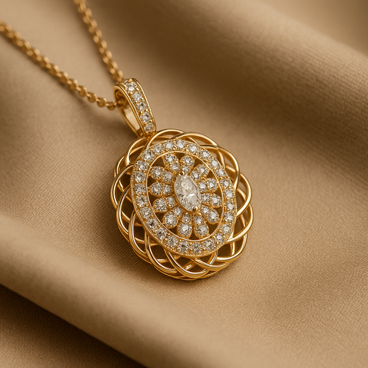 Диамантено колие с висулка от розово злато 0.43 карата