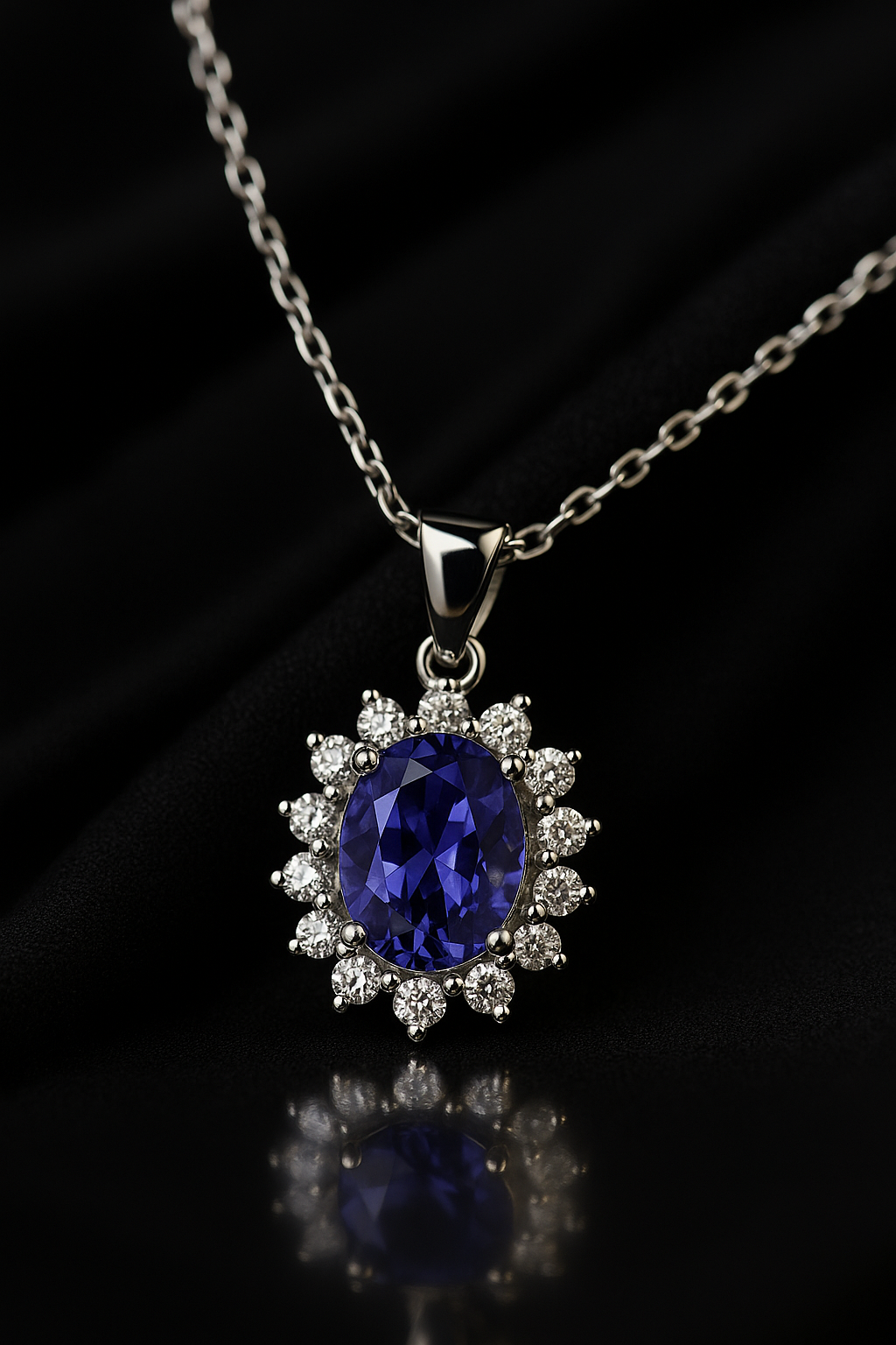 Диамантено колие от бяло злато с танзанит 1.01 карата