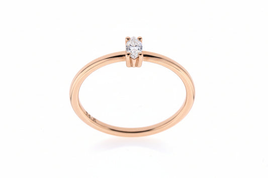Годежен пръстен от розово злато с диамант Marquise