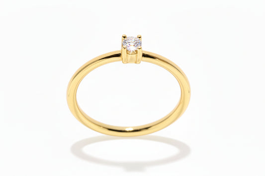 Годежен пръстен от жълто злато с диамант