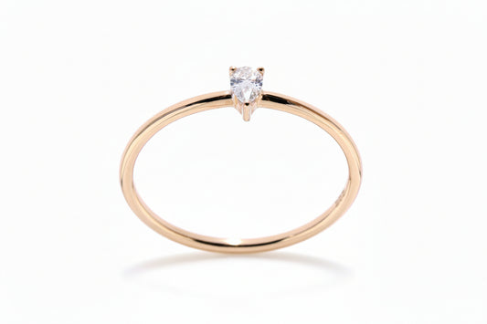 Годежен пръстен розово злато с диамант капка