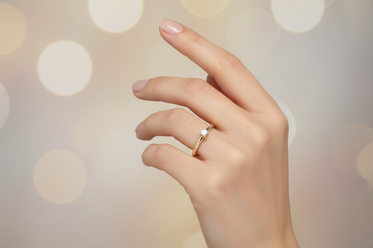 Годежен пръстен от жълто злато с диамант