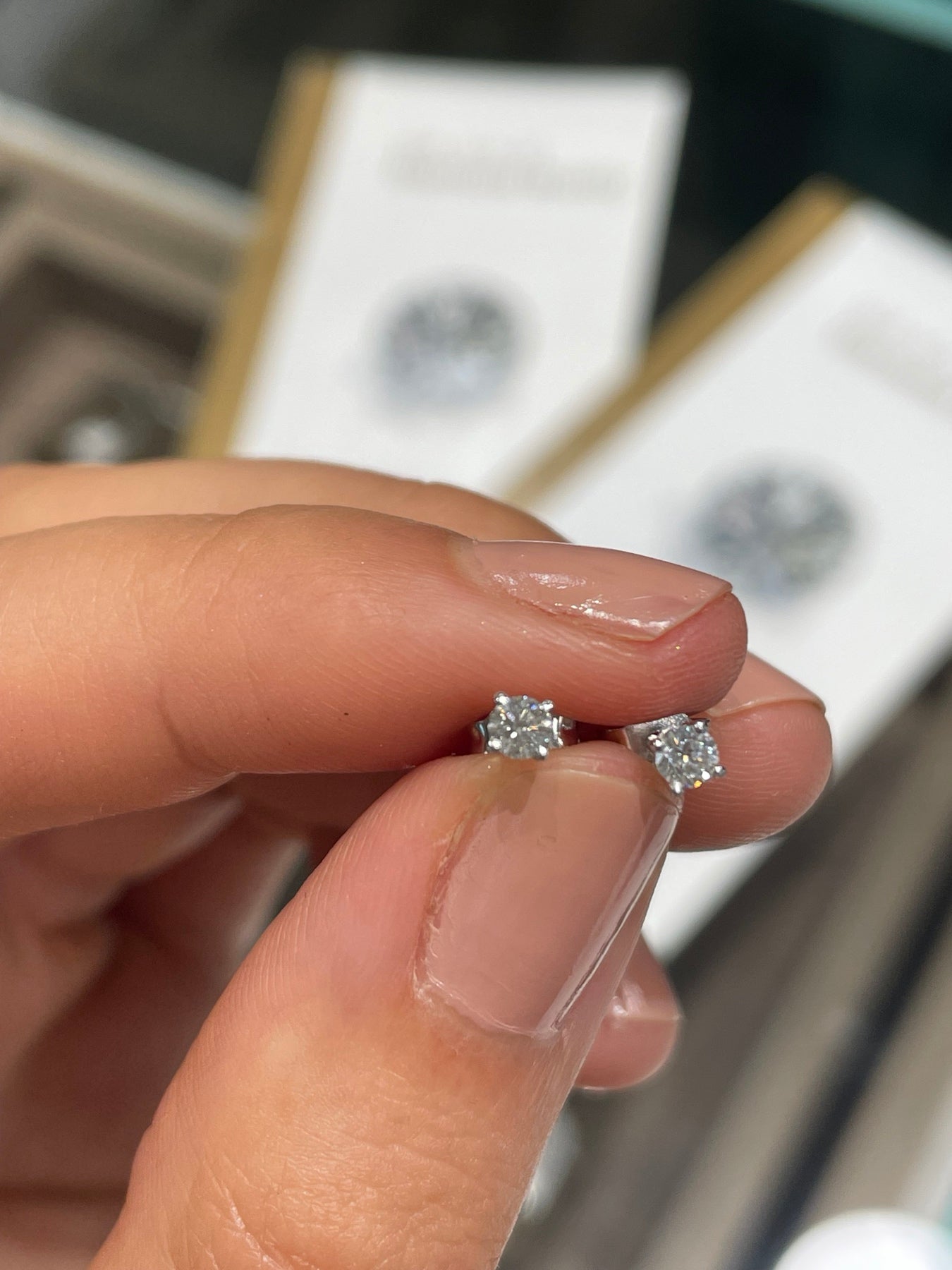 Classic white gold earrings with diamonds 0.17 carats