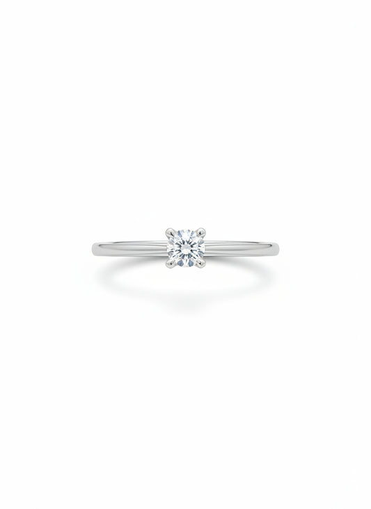 Годежен пръстен бяло злато с диамант 0.15 карата