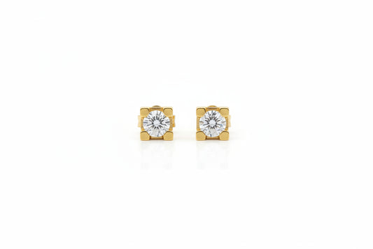 Yellow gold earrings with diamonds 0.30 carats