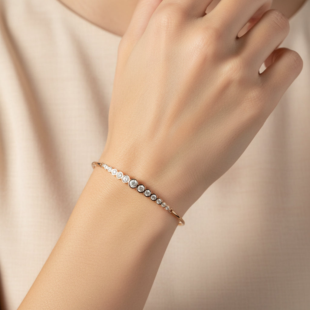 Women's solid rose gold bracelet with diamonds 0.43