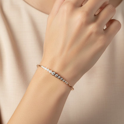 Women's solid rose gold bracelet with diamonds 0.43