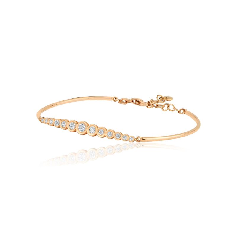 Women's solid rose gold bracelet with diamonds 0.43