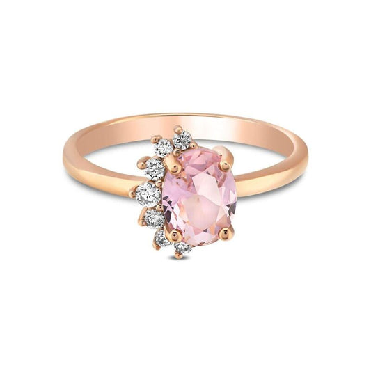 Women's rose gold ring with diamonds and pink sapphire 0.56 carats