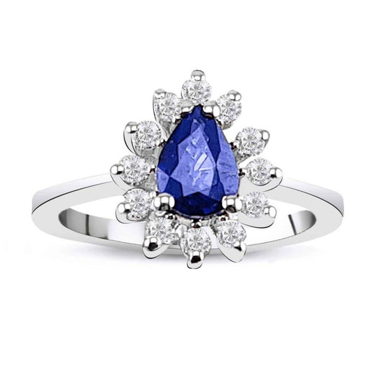 Women's diamond ring white gold with sapphire 0.50 carat