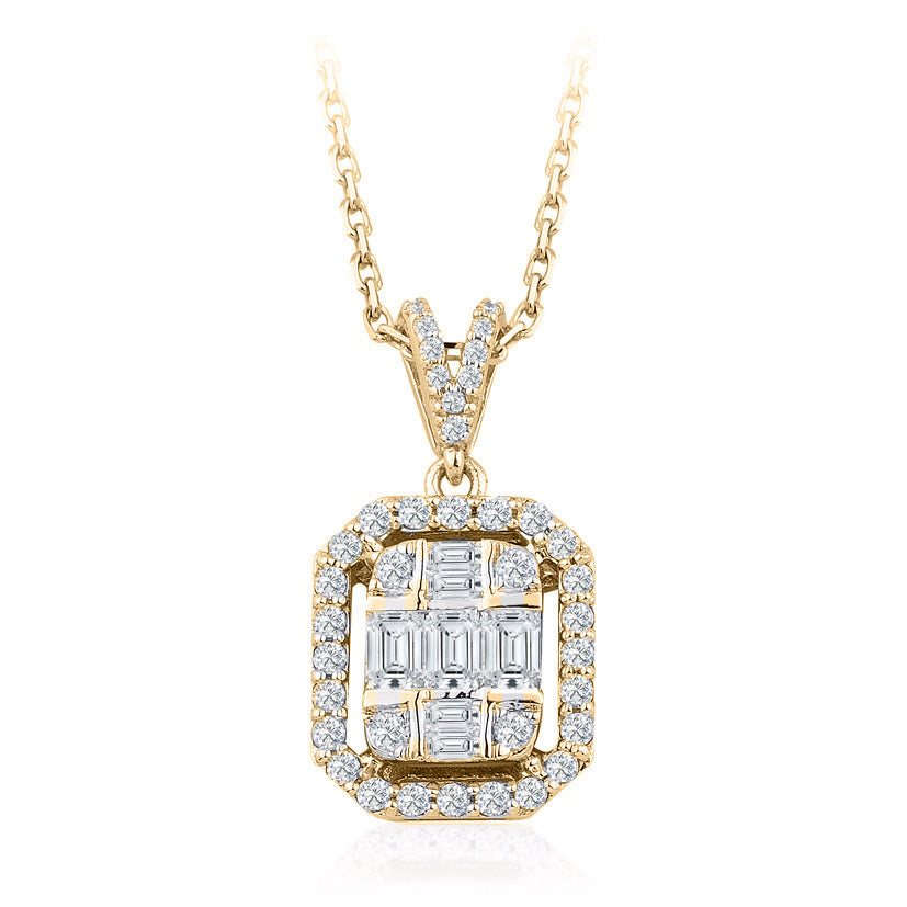 Колие-висулка от розово злато с диаманти 0.18 ct