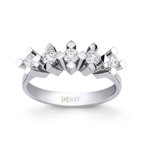 Пръстен бяло злато с пет Диаманта 0.30 карата