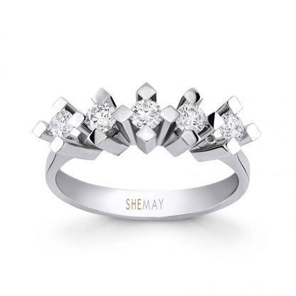 Пръстен бяло злато с пет Диаманта 0.30 карата