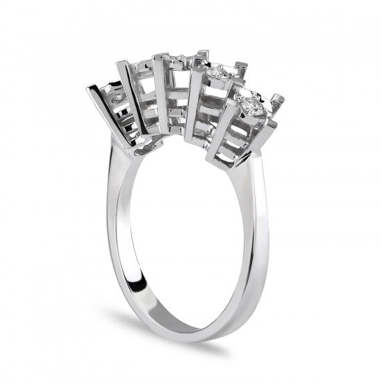 Пръстен бяло злато с пет диаманта 0.15 карата