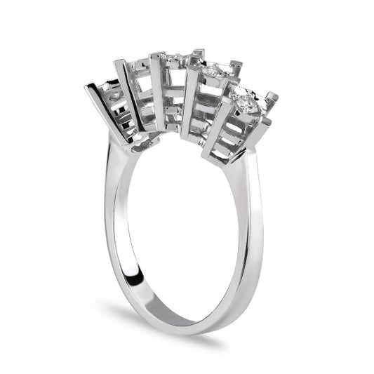 Пръстен бяло злато с пет диаманта 0.15 карата