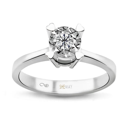 Златен пръстен сърца и диамант