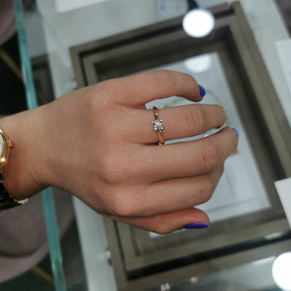 Годежен пръстен бяло и розово злато с диамант 0.22 карата