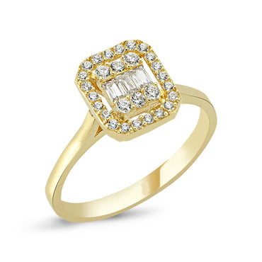 Златен пръстен от жълто злато с диаманти 0.25ct.