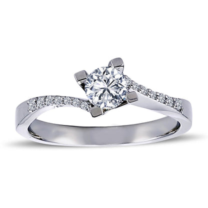  Диамантен пръстен бяло злато 0.34 карата