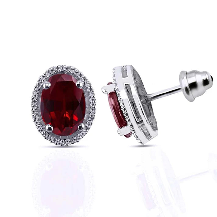 1.86 carat Diamond and Ruby white gold earrings
