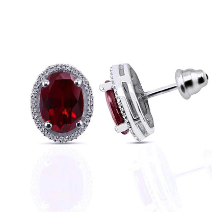 1.86 carat Diamond and Ruby white gold earrings