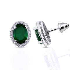 1.72 carats Emerald  and diamond earrings