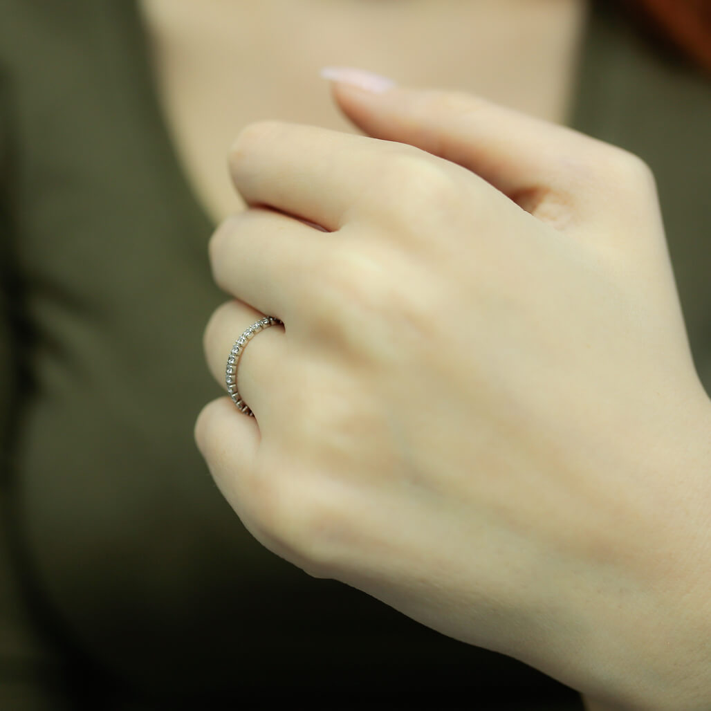 Диамантена халка бяло злато 0.22 карата