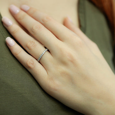 Диамантена халка бяло злато 0.22 карата