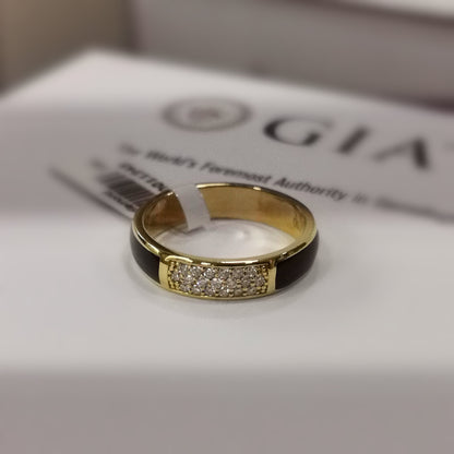 Пръстен от жълто злато с Диаманти и цветен емайл 0.17 карата 