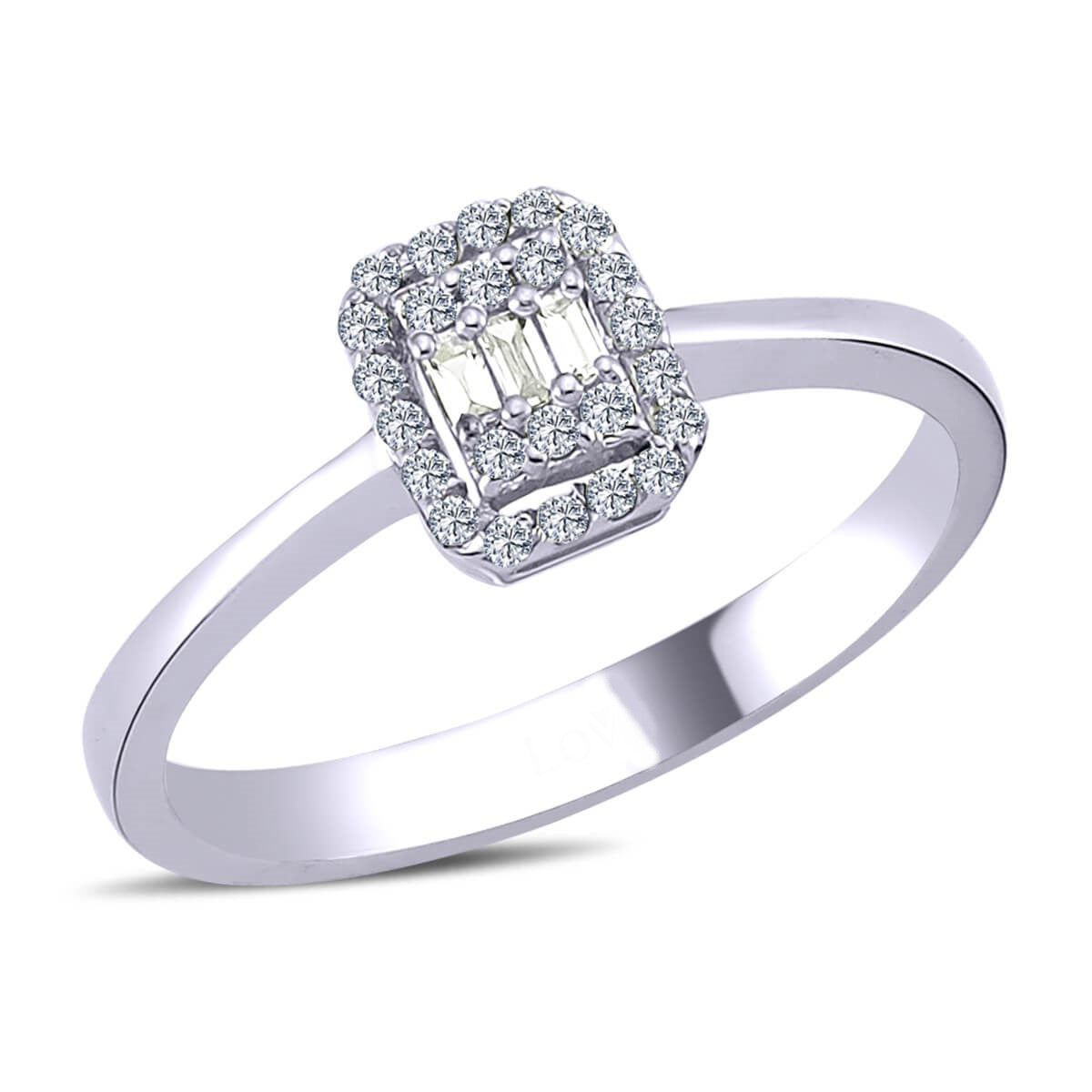 Пръстен от бяло злато с диаманти 0.15 карата от колекция Baguette на Shemay diamond София. 