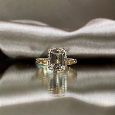 Пръстен бяло злато с морганит и диаманти 1.48 карата