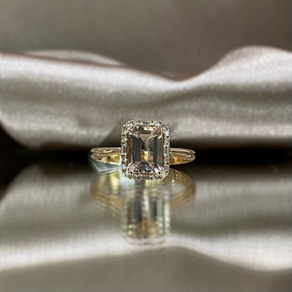 Пръстен бяло злато с морганит и диаманти 1.48 карата