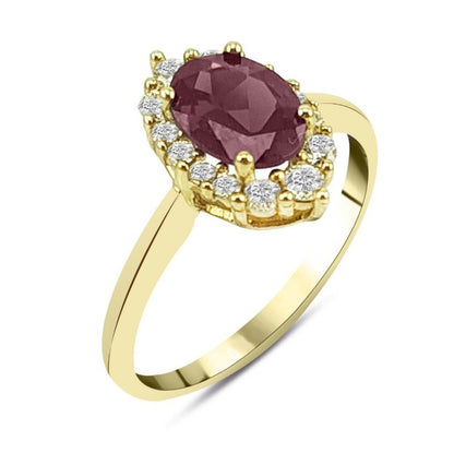 Красив дамски пръстен с родолит и диаманти в най-високо качество